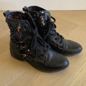 Steve Madden combat boots with sequins size 13